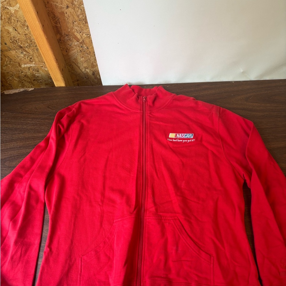 NASCAR Red Crewneck Zippered Jacket with Logo